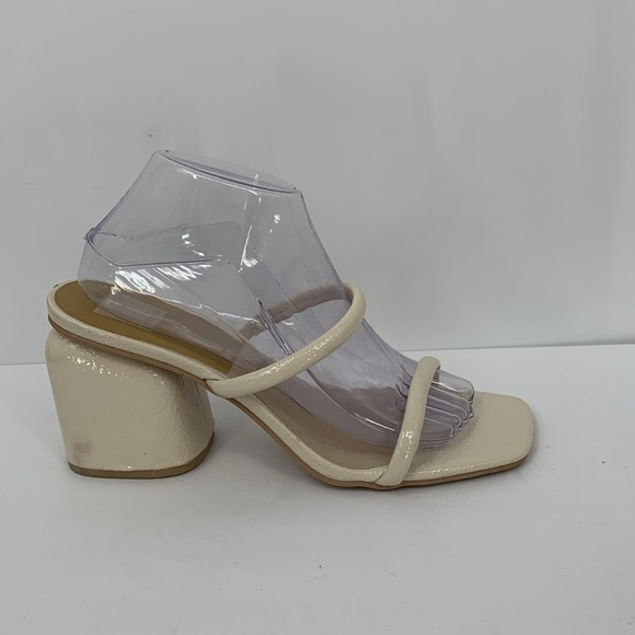 Dolce Vita Double Strap slide heel sandals chunky patent cream ivory strappy 10 - Picture 1 of 6